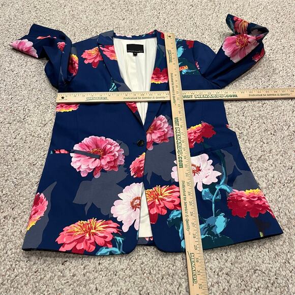 Banana Republic Floral Blazer Sz 14 Gerber Daisy Blue Pink Casual Preppy Spring - Picture 4 of 7